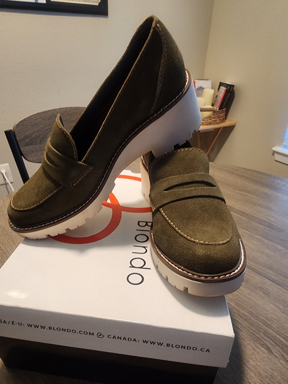 Blondo Olive Suede Platform Loafers